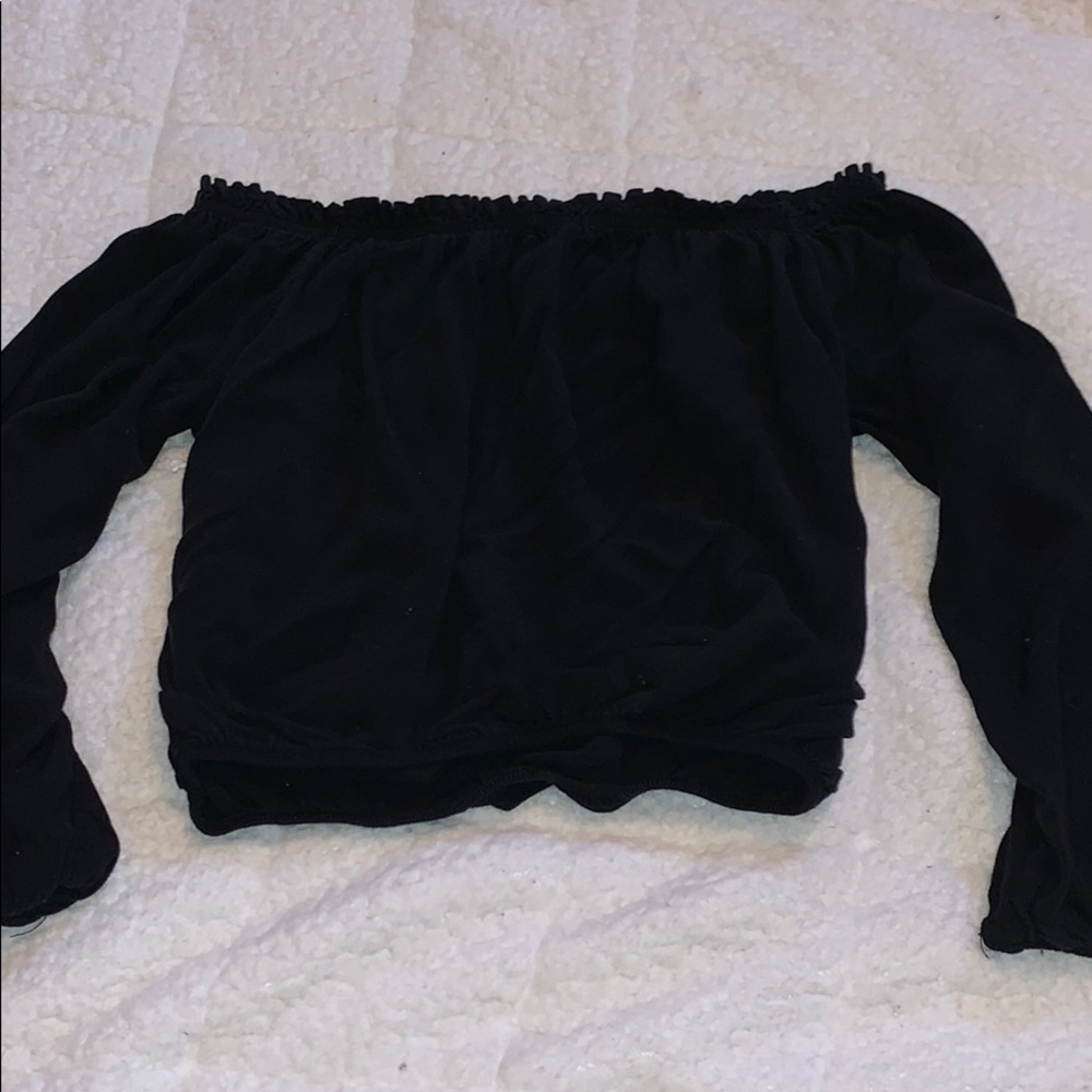 Off the shoulder long sleeve with ruffles on top